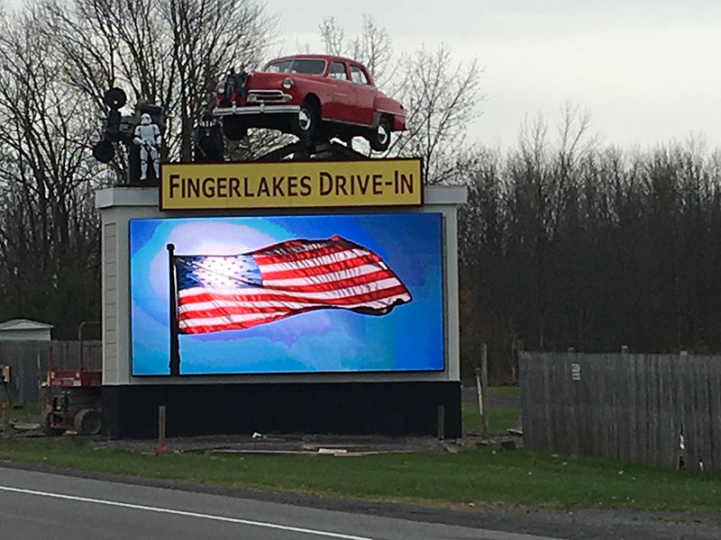 A closer look at the marquee sign along Routes 5 & 20